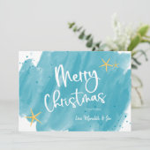 Aqua Blauwgroen Tropische Waterverf Vroegere kerst (Staand voorkant)