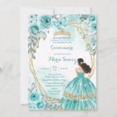 Aqua Blauwgroen Turquoise2 Roos & Butterfly Mis Qu Kaart (Voorkant)