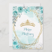 Aqua Blauwgroen Turquoise2 Roos & Butterfly Mis Qu Kaart (Achterkant)