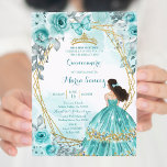 Aqua Blauwgroen Turquoise2 Roos & Butterfly Mis Qu Kaart<br><div class="desc">Aqua Blauwgroen Turquoise2 Roos & Butterfly Mis Quince Invitation Mis Quince Anos,  15e verjaardag</div>