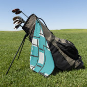 Aqua Blauwgroen Turquoise Black Off White Pattern  Golfhanddoek (Groen)