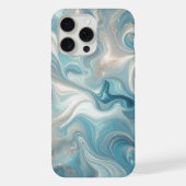 Aqua Blauwgroen Turquoise Blauw Wit Zilver Marmer iPhone Hoesje (Achterkant)