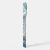 Aqua Blauwgroen Turquoise Blauw Wit Zilver Marmer iPhone Hoesje (Rechterkant)