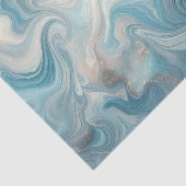 Aqua Blauwgroen Turquoise Blauw Wit Zilver Marmer Tissuepapier (Detail)