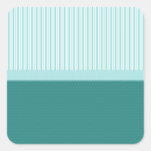 Aqua Blauwgroen Turquoise Blauwe Strepen Polka Dot Vierkante Sticker