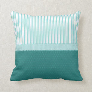 Aqua Blauwgroen Turquoise Blue Stripes Polka Dots Kussen