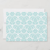 Aqua Blauwgroen Turquoise Damask Cross Baptisme Kaart (Achterkant)