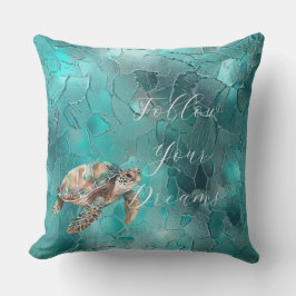 Aqua Blauwgroen Turquoise Glam Buitenkussen