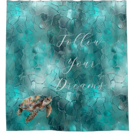 Aqua Blauwgroen Turquoise Glam Douchegordijn