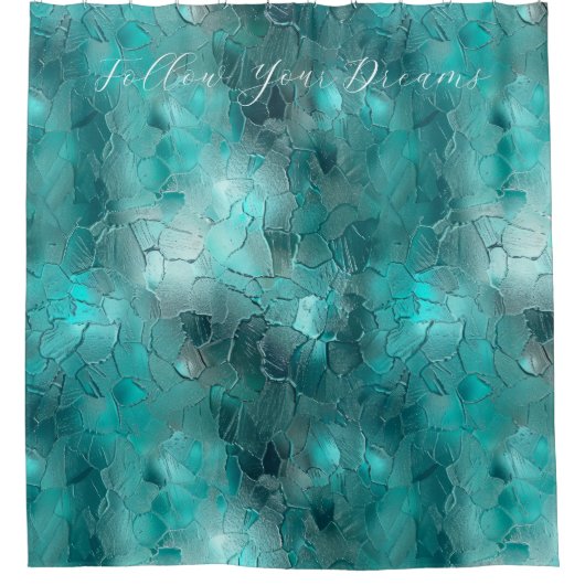 Aqua Blauwgroen Turquoise Glam Dreams Douchegordijn (Voorkant)