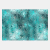 Aqua Blauwgroen Turquoise Glam Inpakpapier Vel (Voorkant)