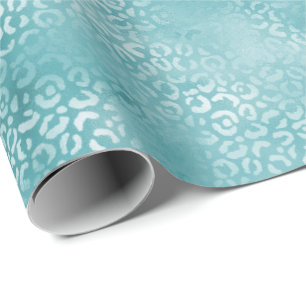 Aqua Blauwgroen Turquoise Glam Leopard Print Cadeaupapier