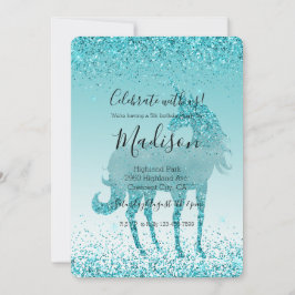 Aqua Blauwgroen Turquoise Sparkle Eenhoorn Kaart