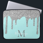 Aqua Blauwgroen Turquoise Sparkle Silver Glitter D Laptop Sleeve<br><div class="desc">Girly Aqua Blauwgroen Turquoise Sparkle Silver Glitter Drips Monogram laptophoes met onze trendy faux Silglitter druppelt op een blauwgroen achtergrond (turquoise) in het water. Ontworpen door: Cedar en String. Om verder te personaliseren, te klikken gelieve de "pas verder"verbinding aan en het ontwerphulpmiddel te gebruiken om het ontwerp te wijzigen. Neem...</div>