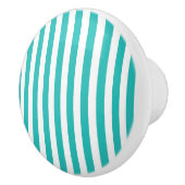 Aqua Blauwgroen Turquoise Verticale Stripe Drawer Keramische Knop (Rechts)