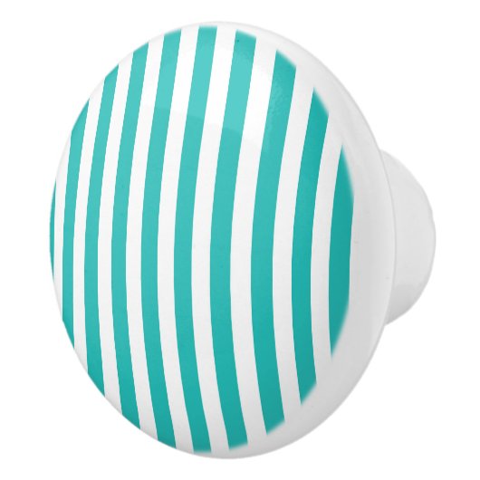 Aqua Blauwgroen Turquoise Verticale Stripe Drawer  Keramische Knop (Rechts)