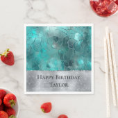 Aqua Blauwgroen Turquoise Zilveren Glam Servet (Insitu)