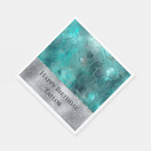 Aqua Blauwgroen Turquoise Zilveren Glam Servet (Hoek)