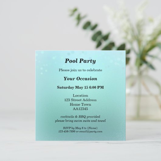 Aqua Blauwgroen uitnodiging tot het indienen van e (Staand voorkant)