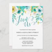 Aqua Blauwgroen uitnodiging voor het huwelijk van  (Voorkant / Achterkant)