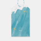 Aqua Blauwgroen Waterverf Met de dikke kerst Cadeaulabel (Achterkant)