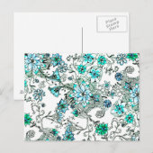 Aqua blauwgroen waterverf met de hand geschilderd  briefkaart (Voorkant / Achterkant)