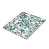 Aqua blauwgroen waterverf met de hand geschilderd  tegeltje (Zijkant)