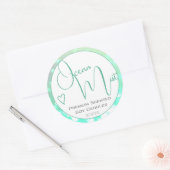 Aqua Blauwgroen White Modern Calligraphy Script He Ronde Sticker (Envelop)