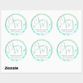 Aqua Blauwgroen White Modern Calligraphy Script He Ronde Sticker (Vel)