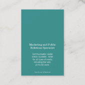 Aqua blauwgroen witte cirkel initiaal modern visitekaartje (Achterkant)