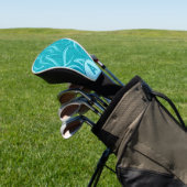 Aqua Blauwgroen Witte Golven Monogram Golfheadcover (Insitu)