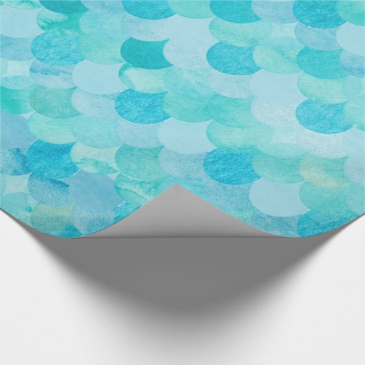 Aqua Blauwgroen Zeemeermin schaalt het Patroon van Cadeaupapier (Hoek)