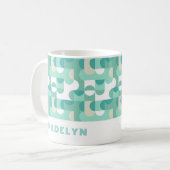 Aqua Blauwgroen Zeevruchten Mint Groen Mideeuw Pat Koffiemok (Voorkant links)