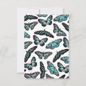 Aqua Blauwgroen zwart Butterflies Waterverf Patroo Bedankkaart (Achterkant)