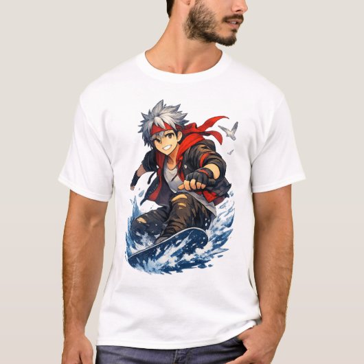 Aqua Blaze Surfer Held T-shirt (Voorkant)