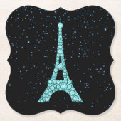 Aqua Bling Eiffel Tower Kartonnen Onderzetters (Voorkant)