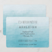 Aqua Bliss Waterverf Ombre jarig Kaart (Voorkant / Achterkant)