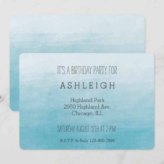 Aqua Bliss Waterverf Ombre jarig Kaart