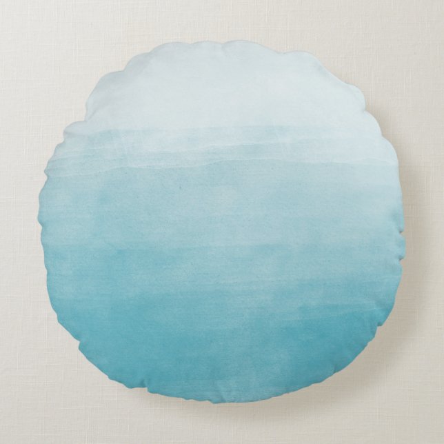 Aqua Bliss Waterverf Ombre Rond Kussen (Voorkant)