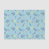 Aqua Bloem Motief Tissue Papier (Voorkant)
