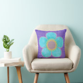 Aqua Bloem Paarse Ruiten Zon Kussens (Stoel)