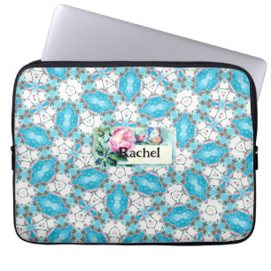 Aqua Bloem Patroon Laptop Sleeve