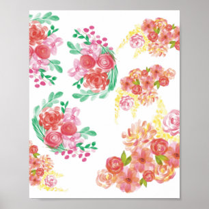 Aqua bloem poster