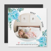 Aqua bloemen Beste mama ooit Moederdag foto (Voorkant / Achterkant)