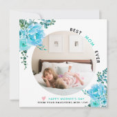 Aqua bloemen Beste mama ooit Moederdag foto Feestdagenkaart (Voorkant)