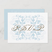 Aqua Bloemen Elegant Chique Bruiloft RSVP Uitnodiging Briefkaart (Voorkant / Achterkant)