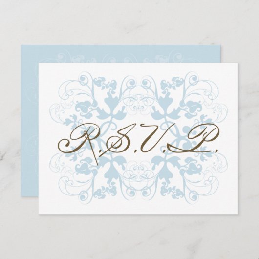Aqua Bloemen Elegant Chique Bruiloft RSVP Uitnodiging Briefkaart (Voorkant / Achterkant)