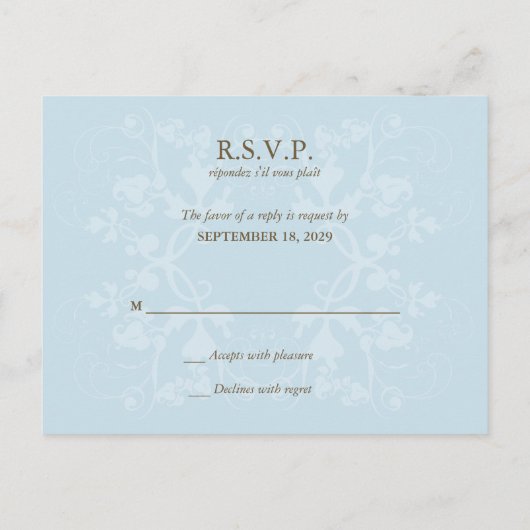 Aqua Bloemen Elegant Chique Bruiloft RSVP Uitnodiging Briefkaart (Achterkant)