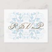 Aqua Bloemen Elegant Chique Bruiloft RSVP Uitnodiging Briefkaart (Voorkant)