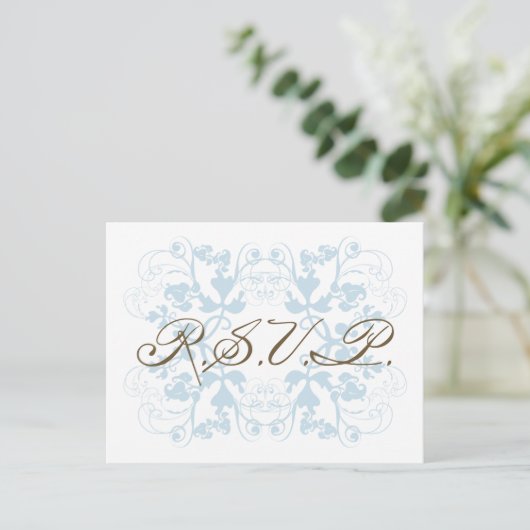 Aqua Bloemen Elegant Chique Bruiloft RSVP Uitnodiging Briefkaart (Staand voorkant)